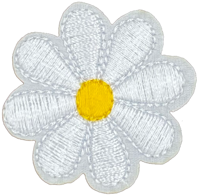 White Daisy 8 Petal Flower - Patch