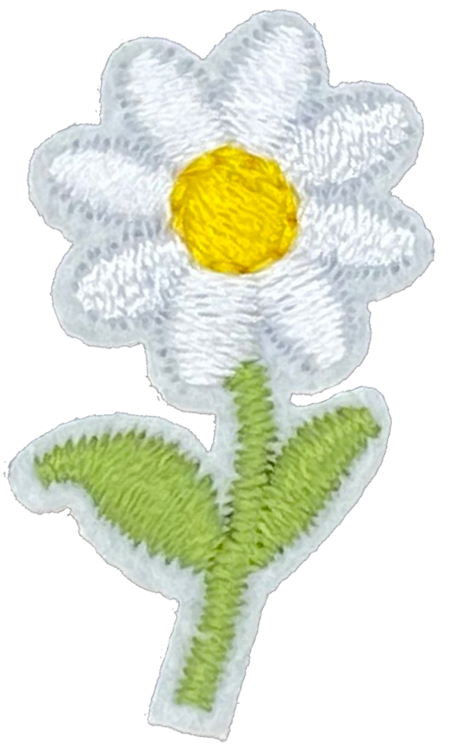 White Daisy with Leaves - Patch