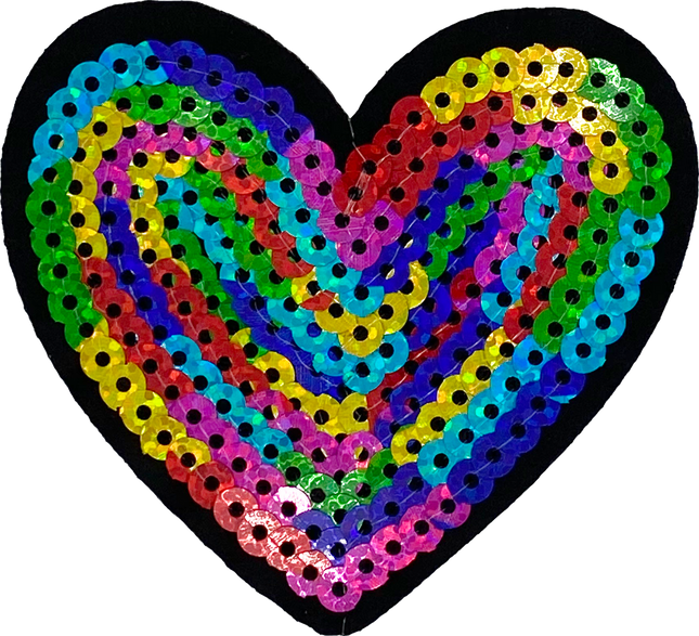 Rainbow Sequin Heart - Patch