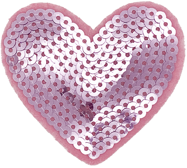 Pink Sequin Heart 2 (Large)- Patch