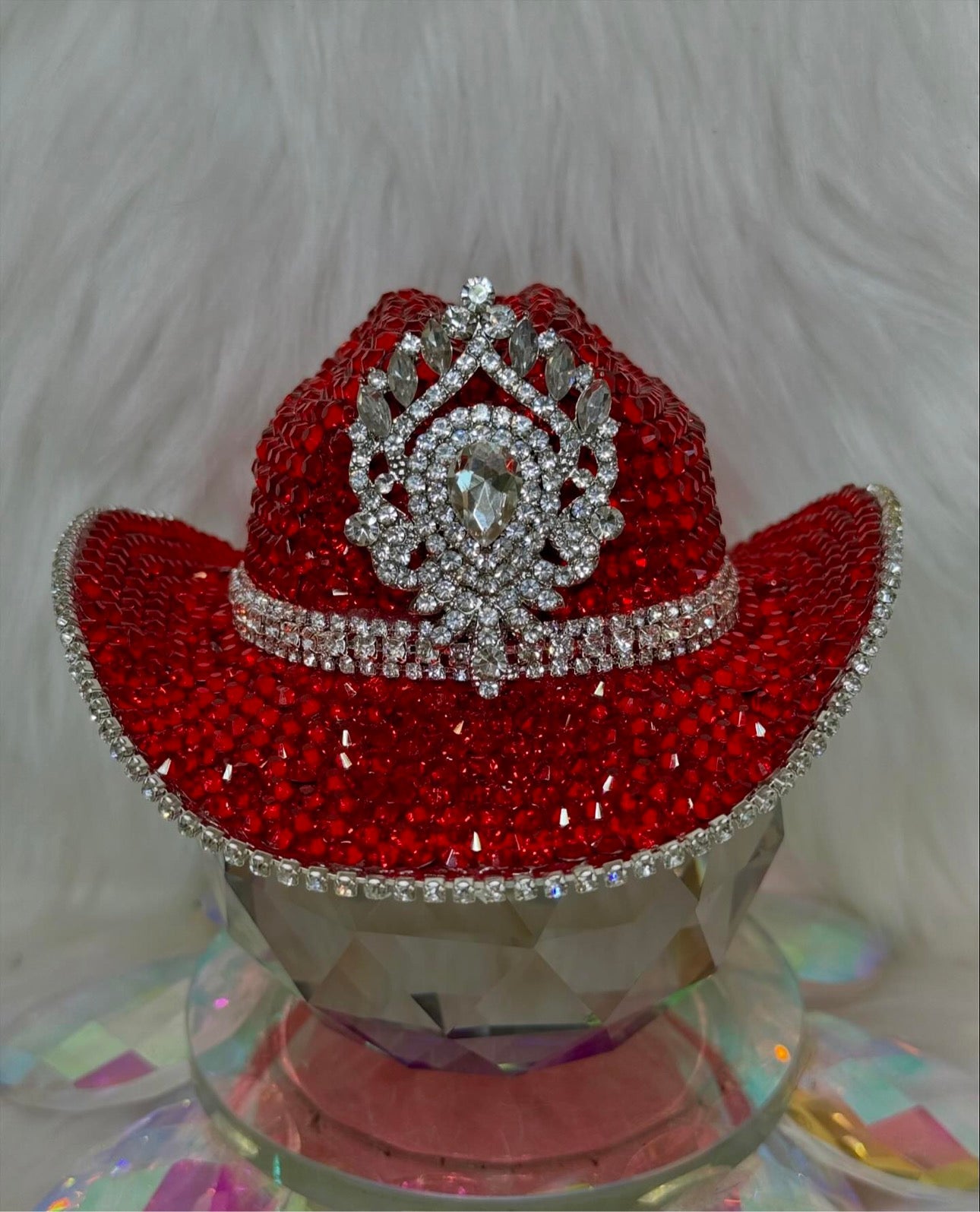 Crystal Cowboy Hat-Ebony Scarlet Saddle