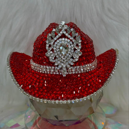 Crystal Cowboy Hat-Ebony Scarlet Saddle