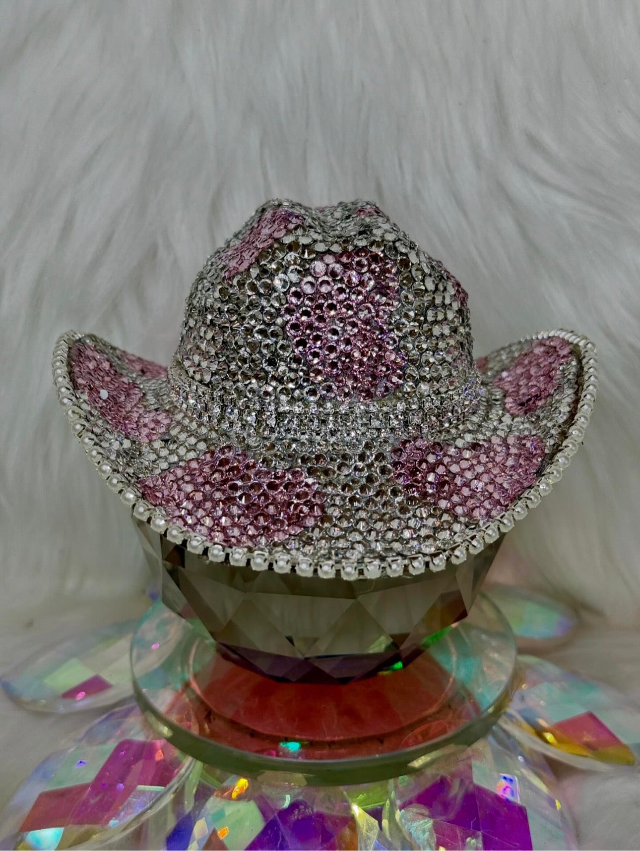 Crystal Cowboy Hat Sterling Blush Cowgirl Large: Over 70+ lbs