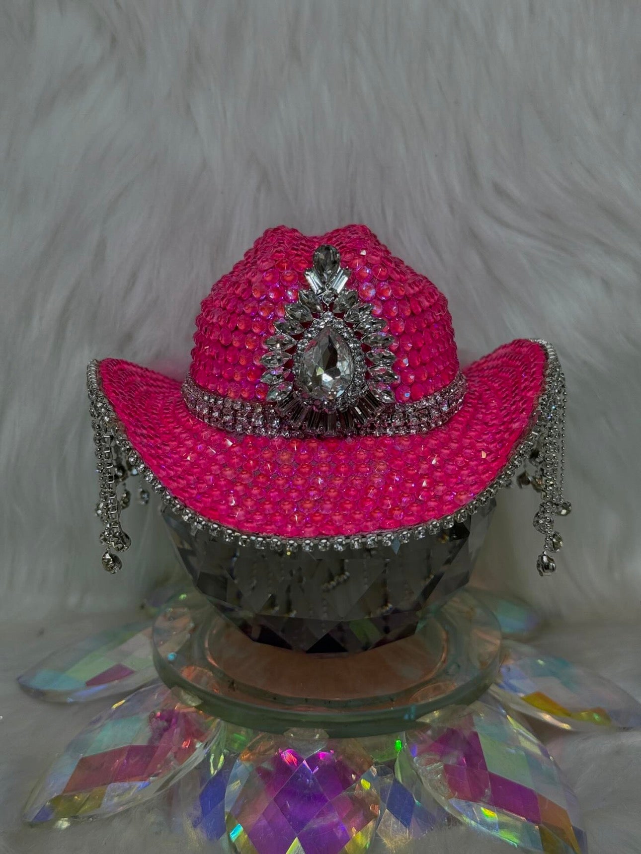 Crystal Cowboy Hat Barbie Pink Large: Over 70+ lbs