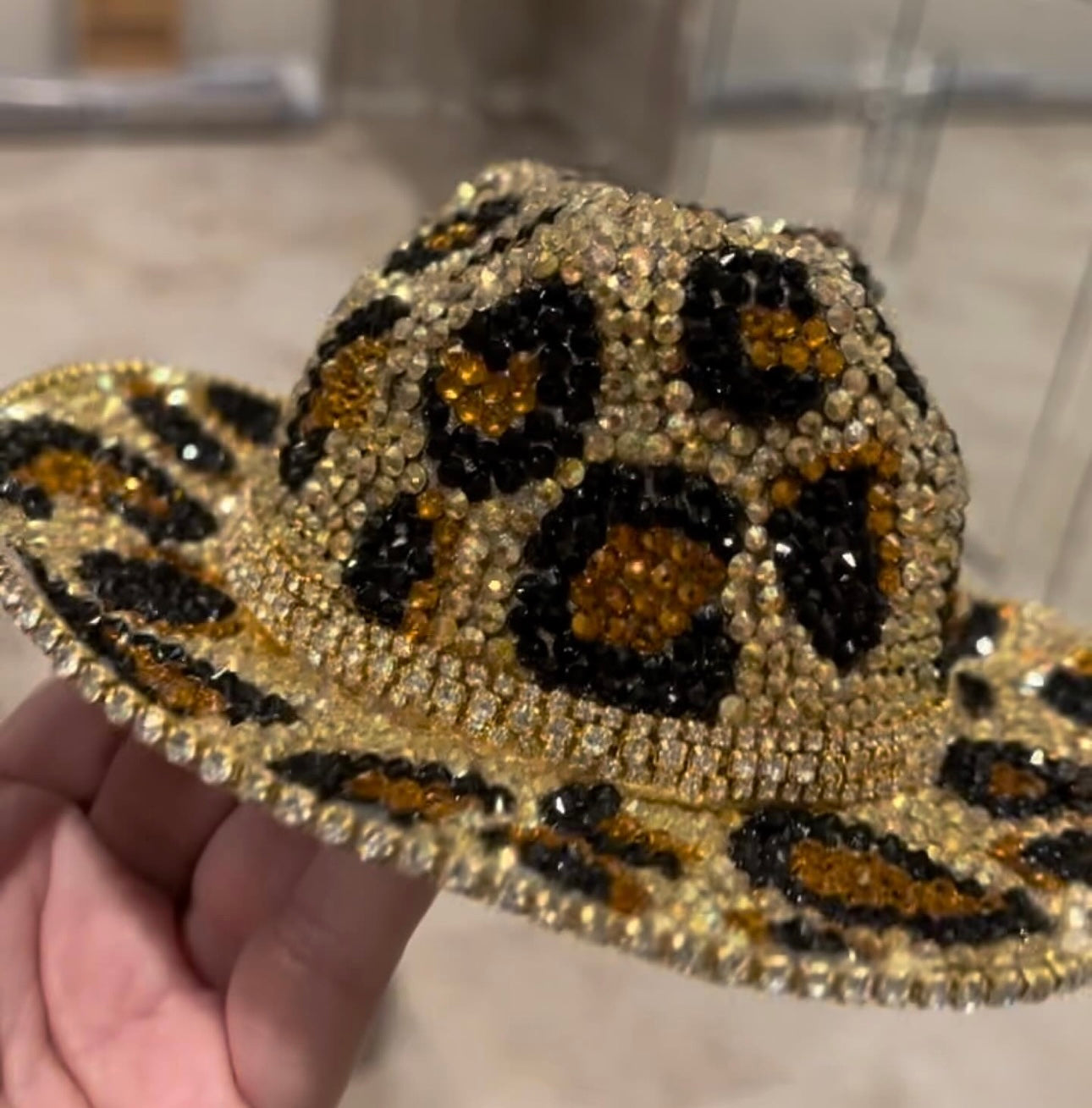 Crystal Cowboy Hat-Leopard Luxe Large: Over 70+ lbs