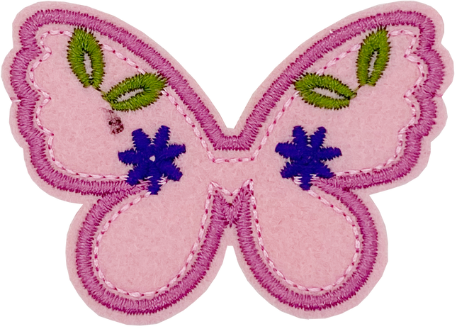 Pink Butterfly with Flowers - Patch