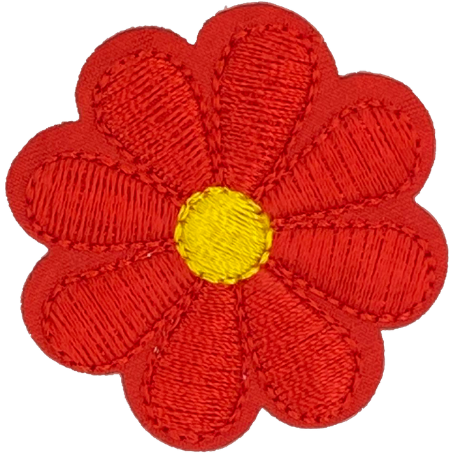 Red Daisy 8 Petal Flower - Patch