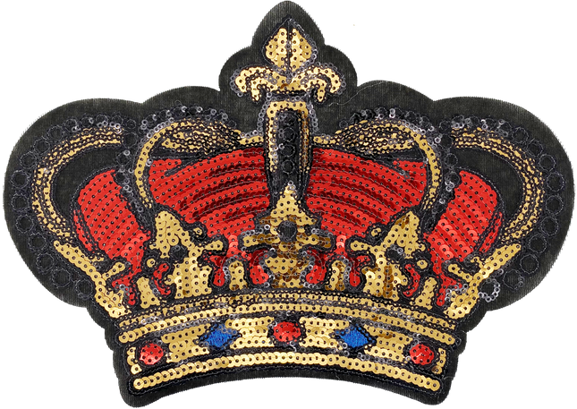 Extra Large Red and Black Sequin Crown - Patch