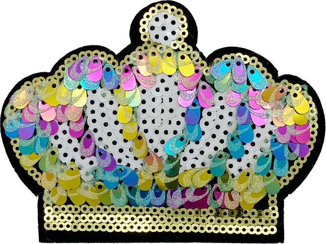 Large White Sequin Crown - Patch