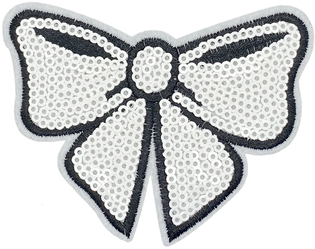 White Sequin Bow - Patch