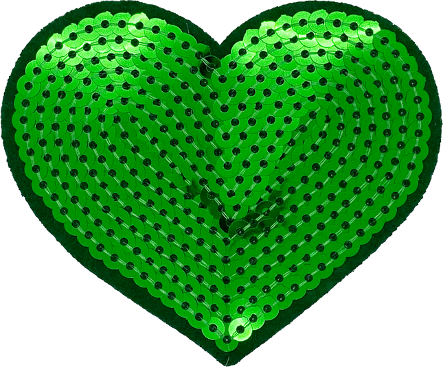 Green Sequin Heart - Patch