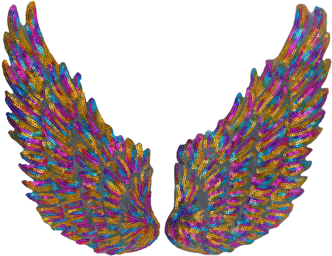 Extra Large Multicolor Sequin Wings - Patch