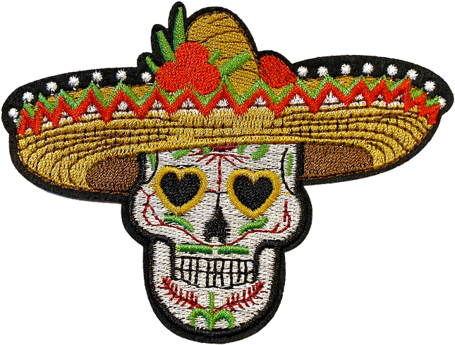 Sugar Skull with Hat Patch