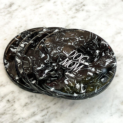 Dog Mom Coaster - Black Marble