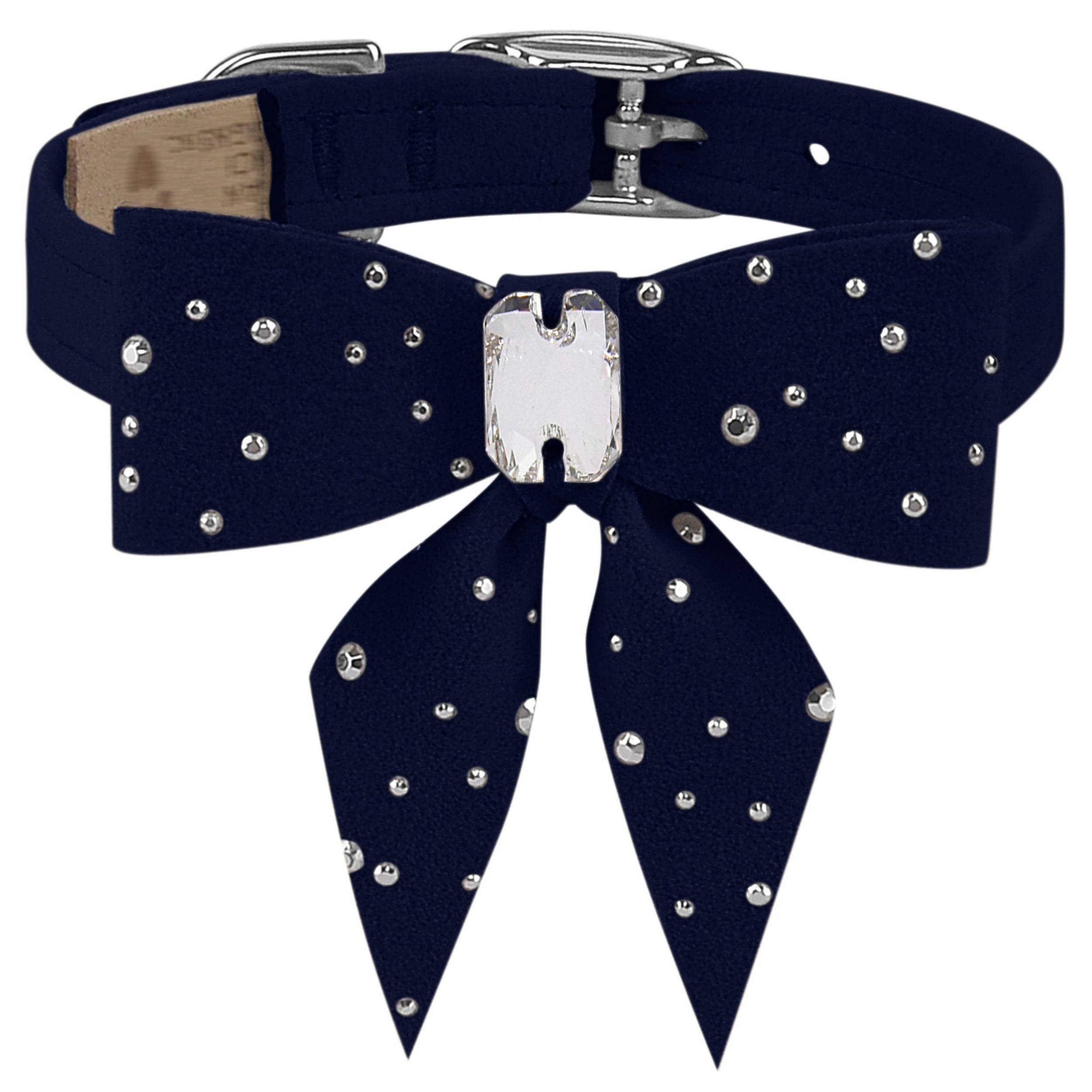 Silver Stardust Tail Bow Collar Indigo