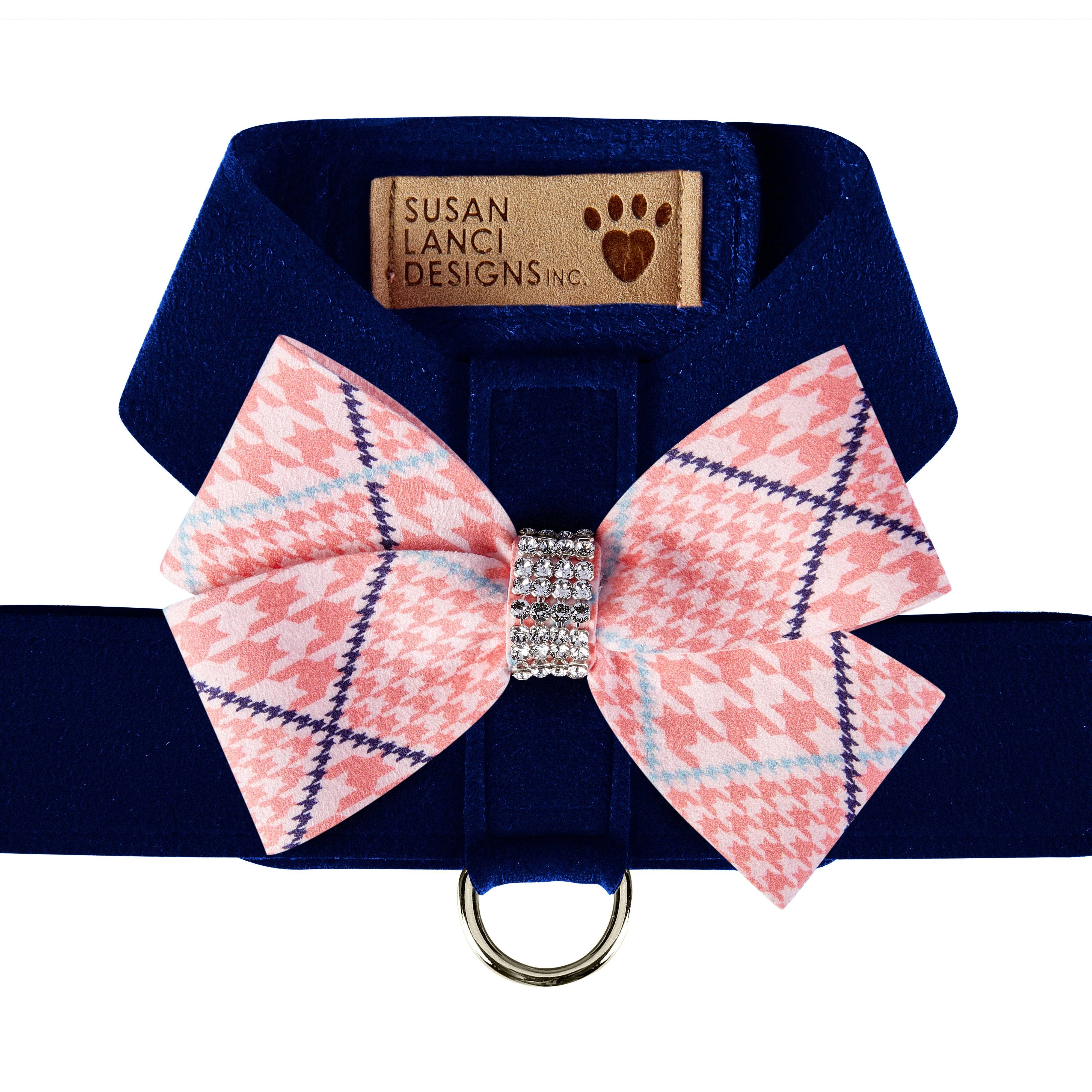 PeachesNCream Glen Houndstooth Nouveau Bow Tinkie Harness Indigo