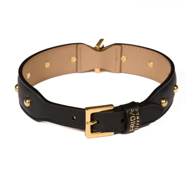 Sphere Black Leather Collar