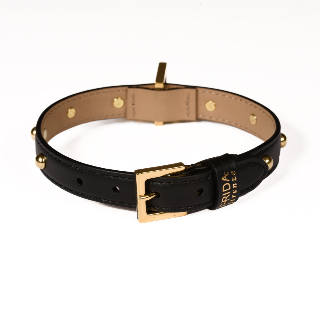 Sphere Black Leather Collar