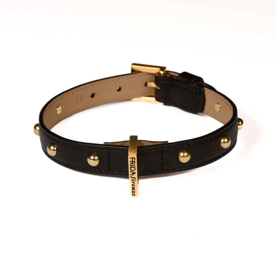 Sphere Black Leather Collar