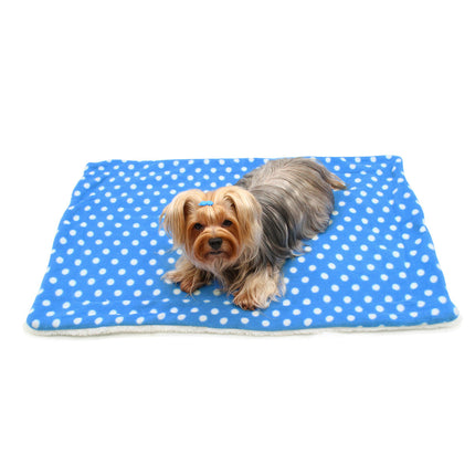 Double Layered Blue with White Polka Dots Fleece/Plush Blanket