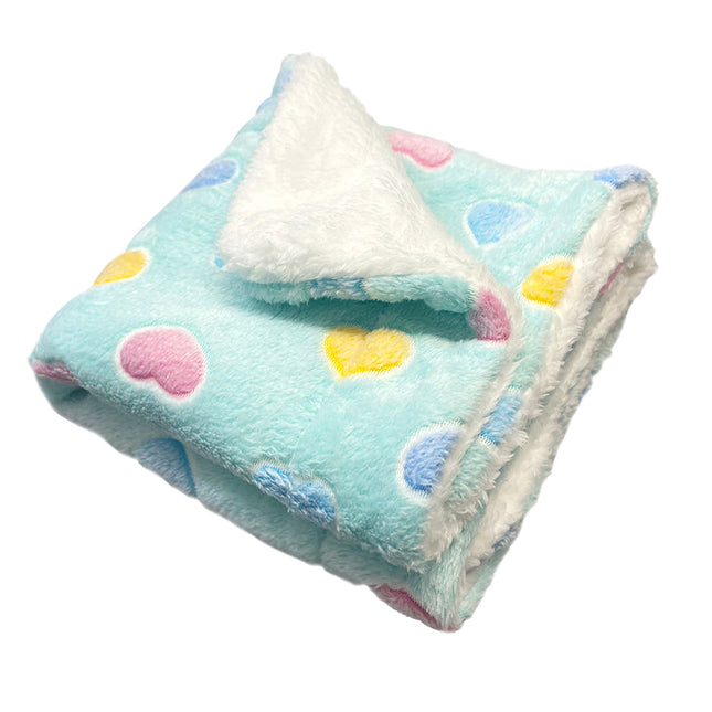 Double Layered Ultra Plush Colorful Hearts Blanket - Blue