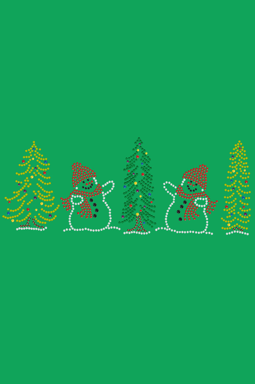 Two Snowmen in Trees - Bandana Kelly Green