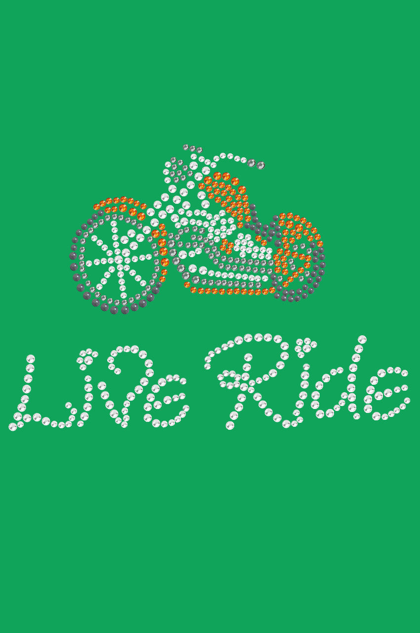 Live - Ride - (Orange) Motorcycle - Bandanas Kelly Green