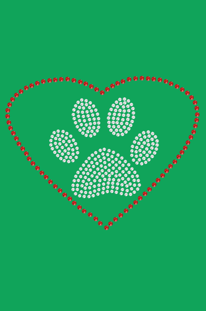 Heart with Paw bandana Kelly Green