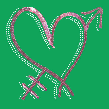 Pink Sequin Heart with Arrow Bandanna