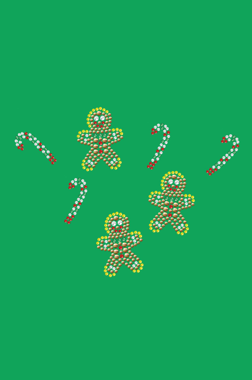 Gingerbread Men & Candy Canes - Bandana Kelly Green