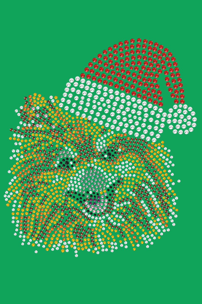 Pomeranian with Santa Hat - Bandana Kelly Green