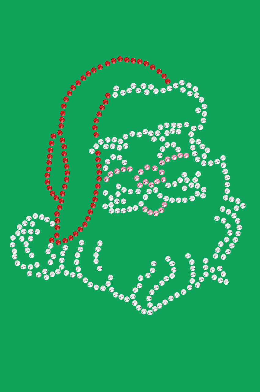 Santa Face Small - Bandana Kelly Green