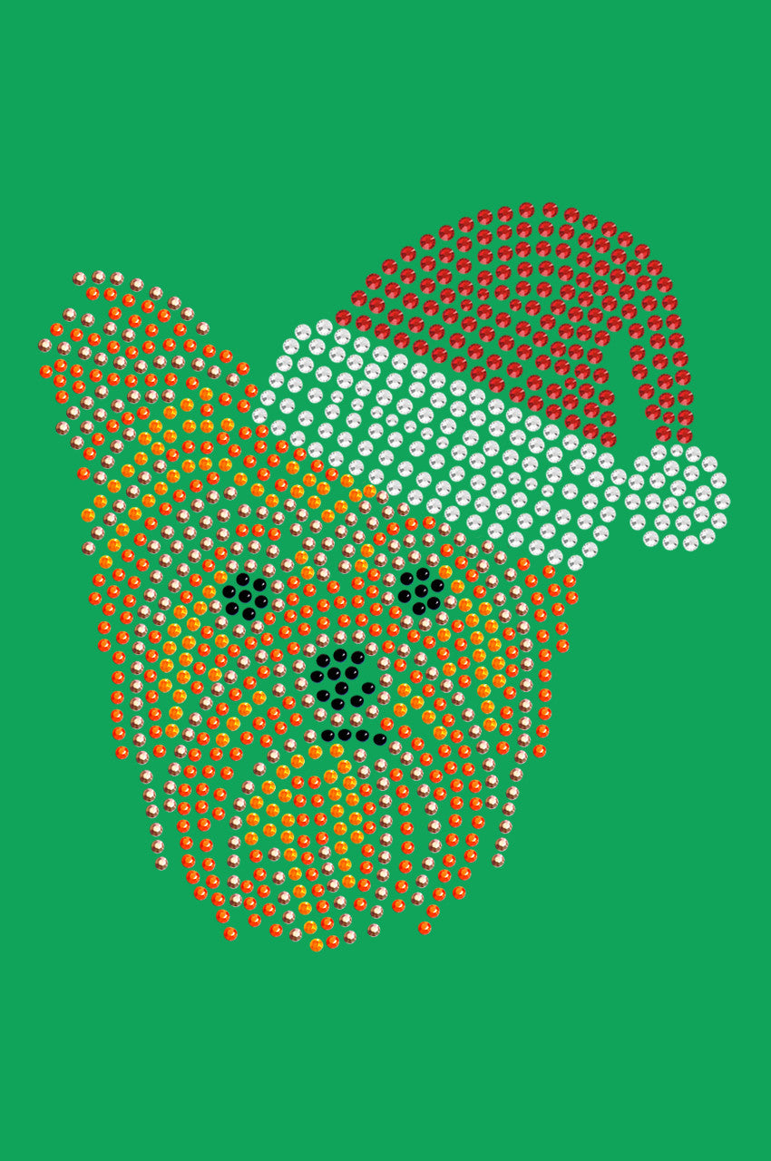 Yorkie Face 2 with Santa Hat - Bandana Kelly Green