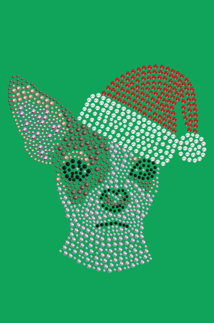 Chihuahua Face with Santa Hat - Bandana Kelly Green