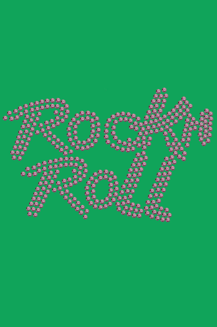 Rock n Roll (Pink Rhinestuds) - Bandanna Kelly Green