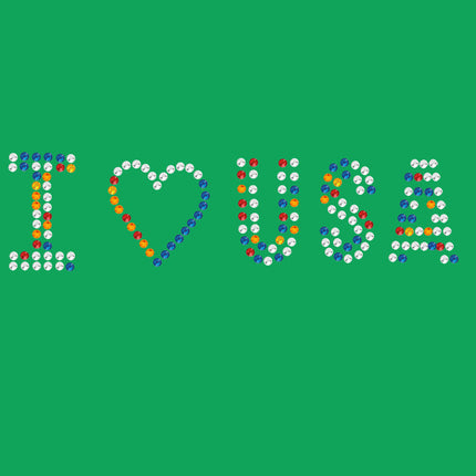 I Love USA (Multicolor Rhinestones) Bandanna