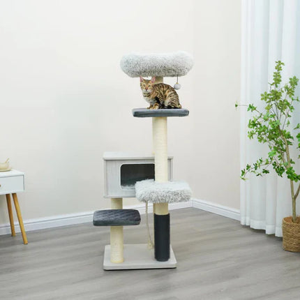 Kasio 6-Level Modern and Minimalistic Cat Tree with Premium Shag Fur