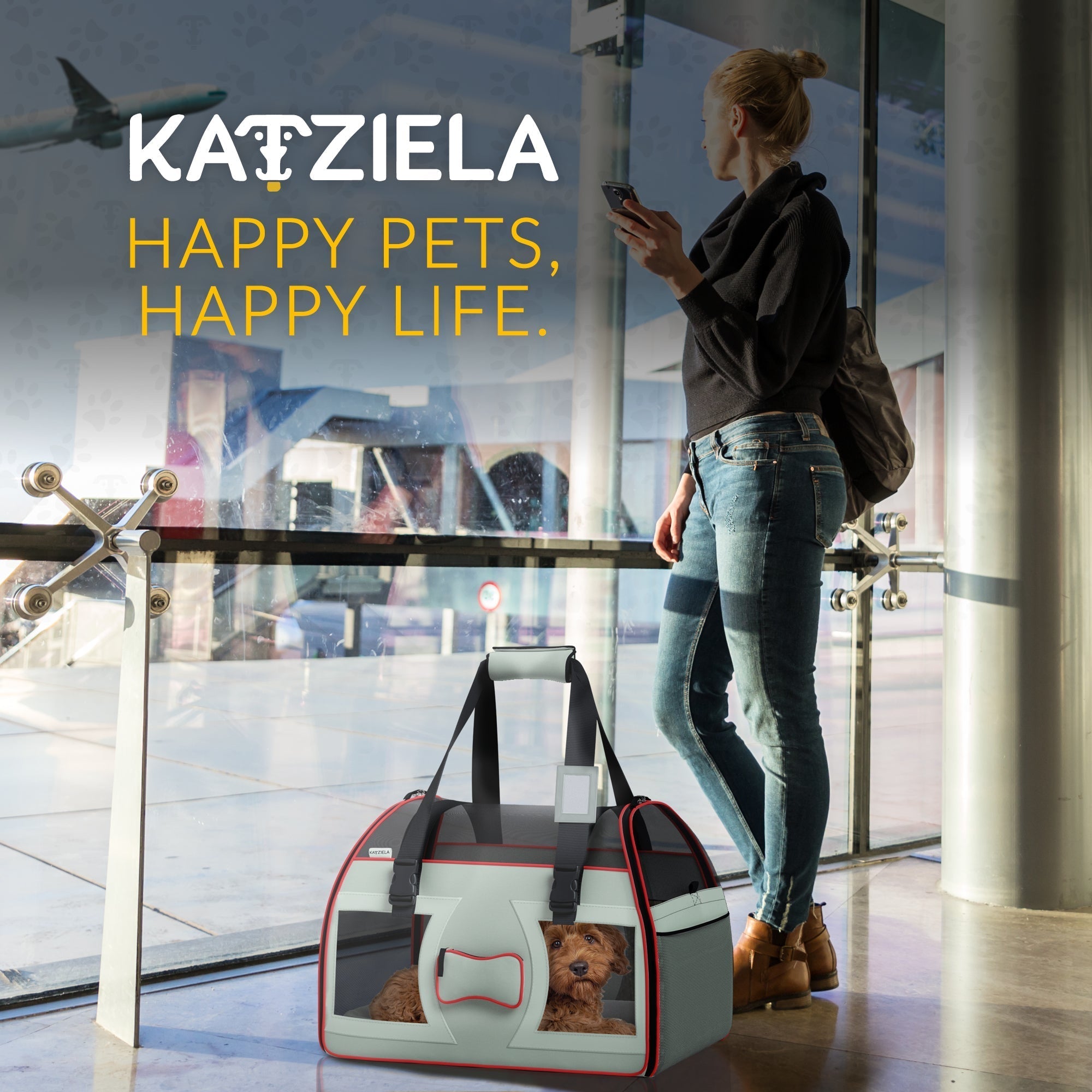 Katziela® Bone Cruiser PRO Pet Carrier with Removable Wheels and Telescopic Handle