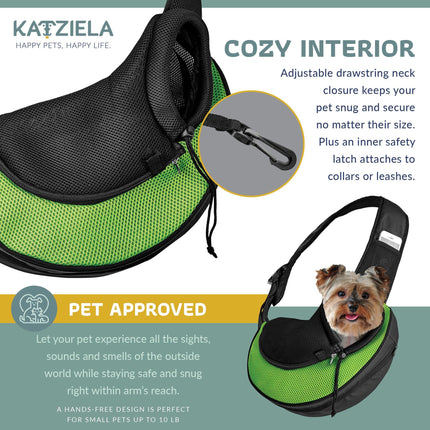 Katziela® Expandable Sling Bag - Front Shoulder Pet Carrier for Small Dog, Cat and Puppy