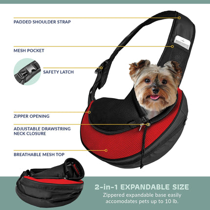 Katziela® Expandable Sling Bag - Front Shoulder Pet Carrier for Small Dog, Cat and Puppy