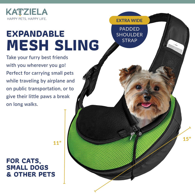 Katziela® Expandable Sling Bag - Front Shoulder Pet Carrier for Small Dog, Cat and Puppy