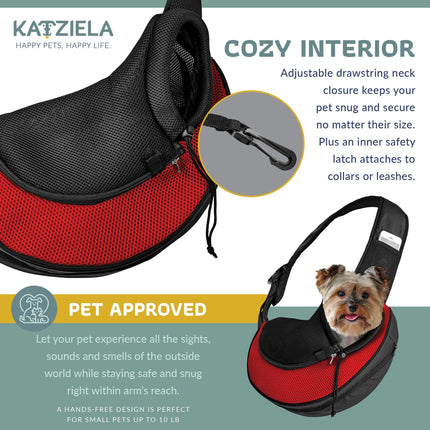 Katziela® Expandable Sling Bag - Front Shoulder Pet Carrier for Small Dog, Cat and Puppy