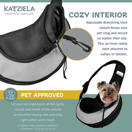 Katziela® Expandable Sling Bag - Front Shoulder Pet Carrier for Small Dog, Cat and Puppy