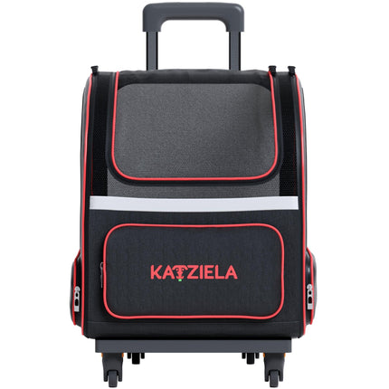 Katziela® Hybrid Adventurer Pet Backpack with Removable Wheels and Telescopic Handle