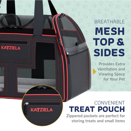 Katziela® Luxury Lorry PRO Pet Carrier with Removable Wheels and Telescopic Handle