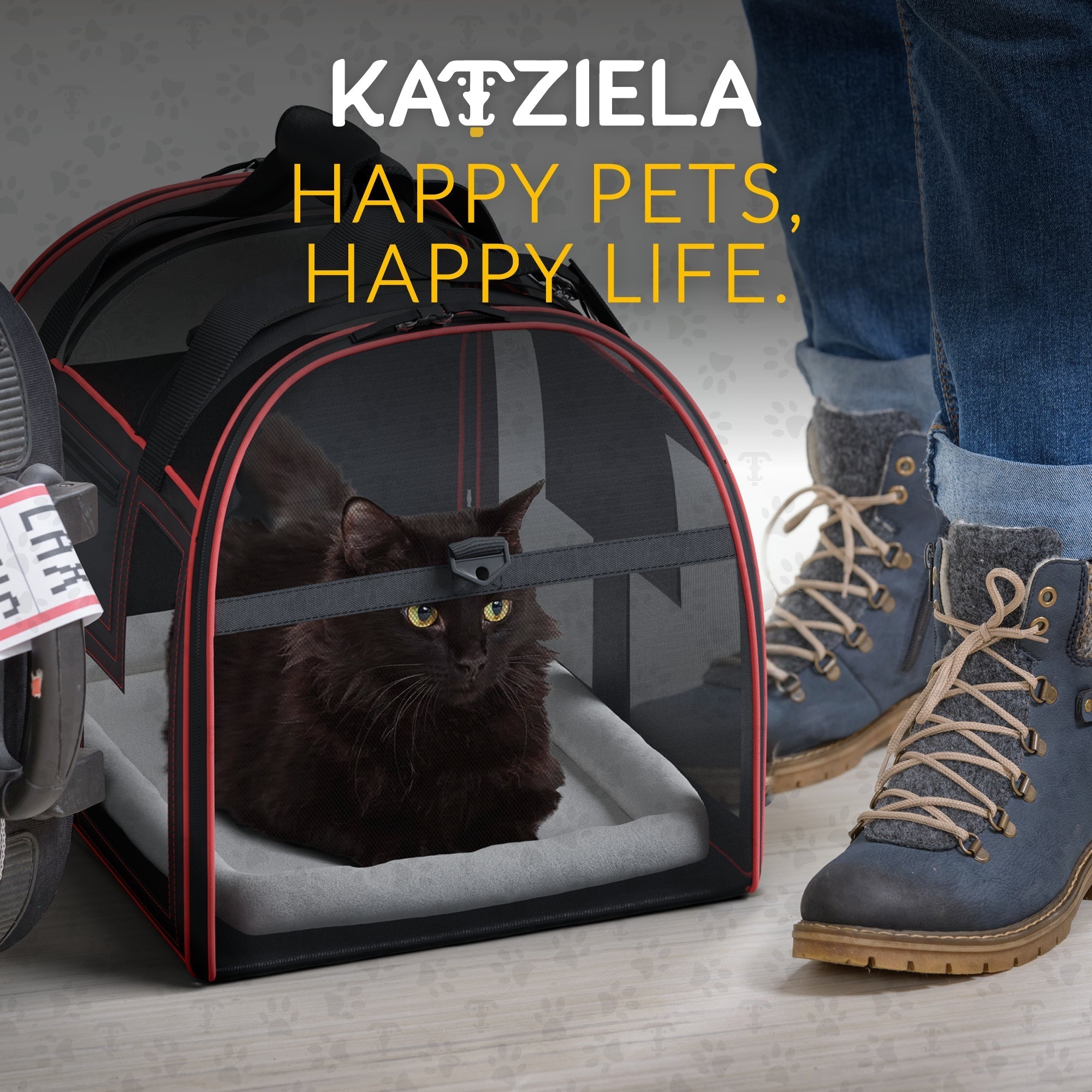 Katziela® Luxury Lorry PRO Pet Carrier with Removable Wheels and Telescopic Handle