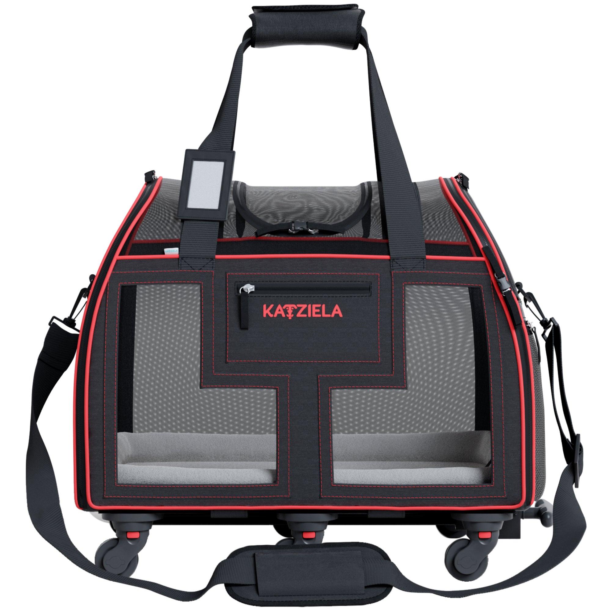 Katziela® Luxury Lorry Pet Carrier with Removable Wheels and Telescopic Handle
