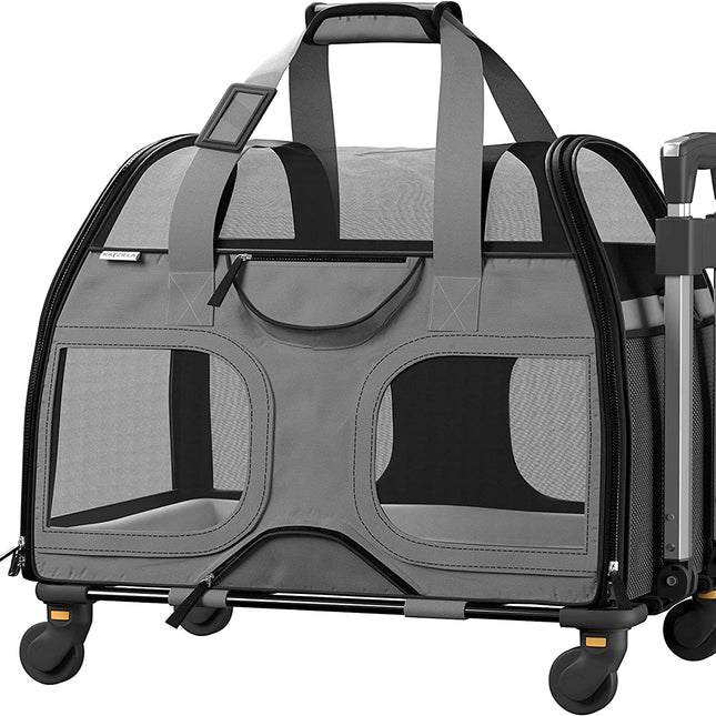 Katziela® Luxury Rider PRO Pet Carrier with Removable Wheels and Telescopic Handle