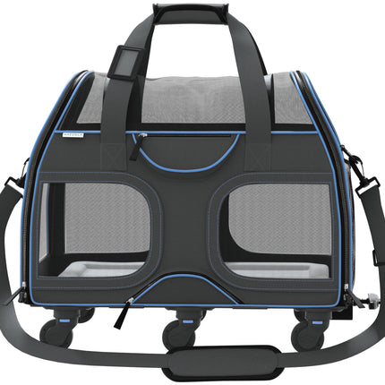 Katziela® Luxury Rider Pet Carrier with Removable Wheels and Telescopic Handle