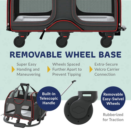 Katziela® Luxury Rider Pet Carrier with Removable Wheels and Telescopic Handle